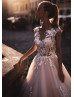 Ivory Lace Tulle Keyhole Back Corset Wedding Dress